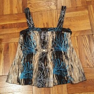 Anna Sui print silk top w/ zipper - size 2